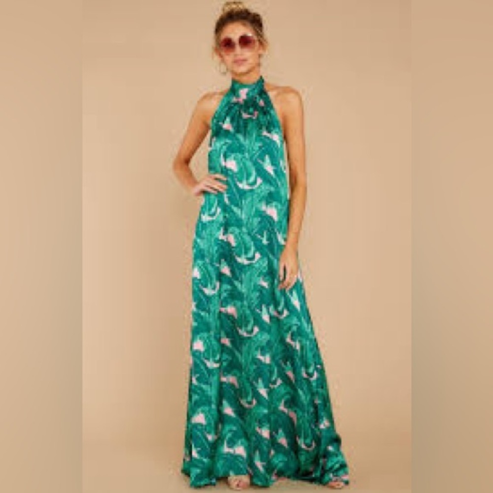 Judith March Green and Pink Patterned Maxi Dress